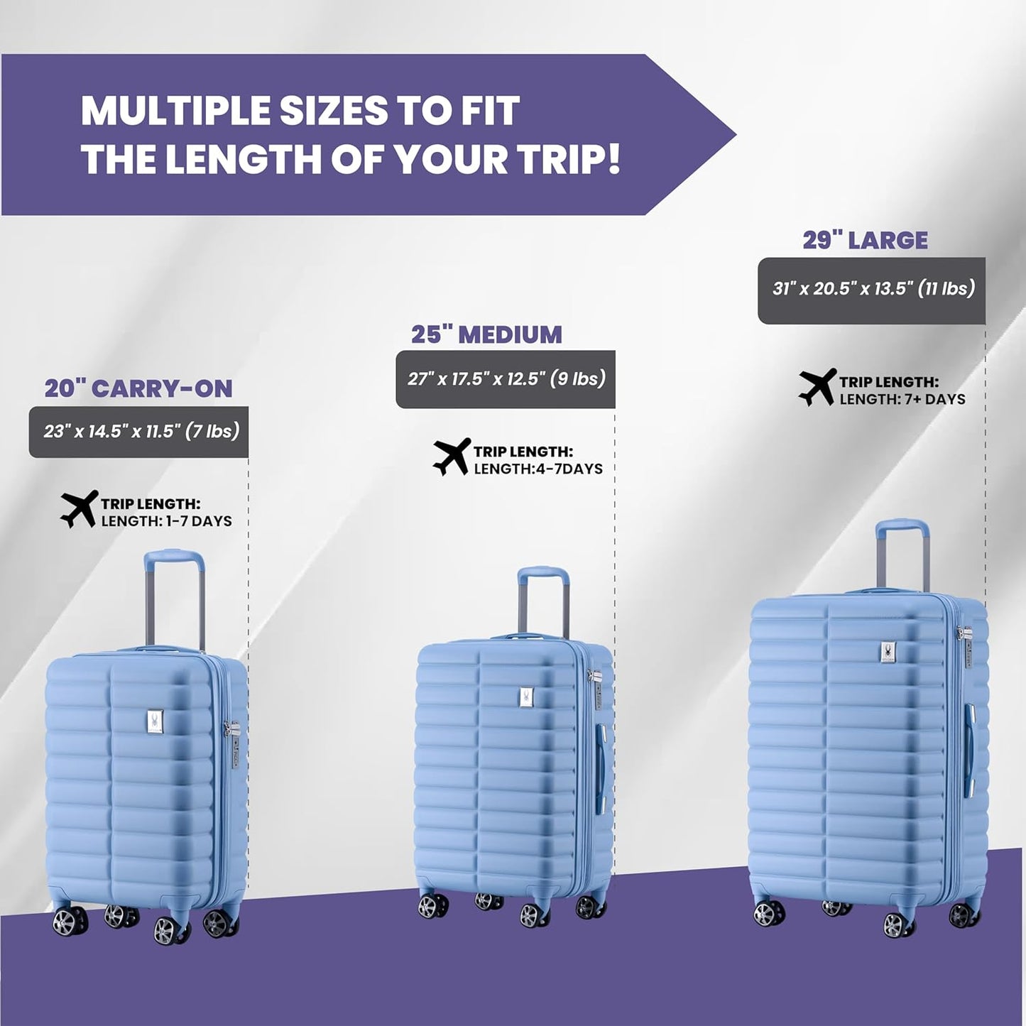 Spyder 20" Hardside Carry-On Luggage, Durable Lightweight Hardshell Suitcase with 360° Spinner Wheels, Expandable for up to 20% More Space, TSA Approved Lock, Blue Drift