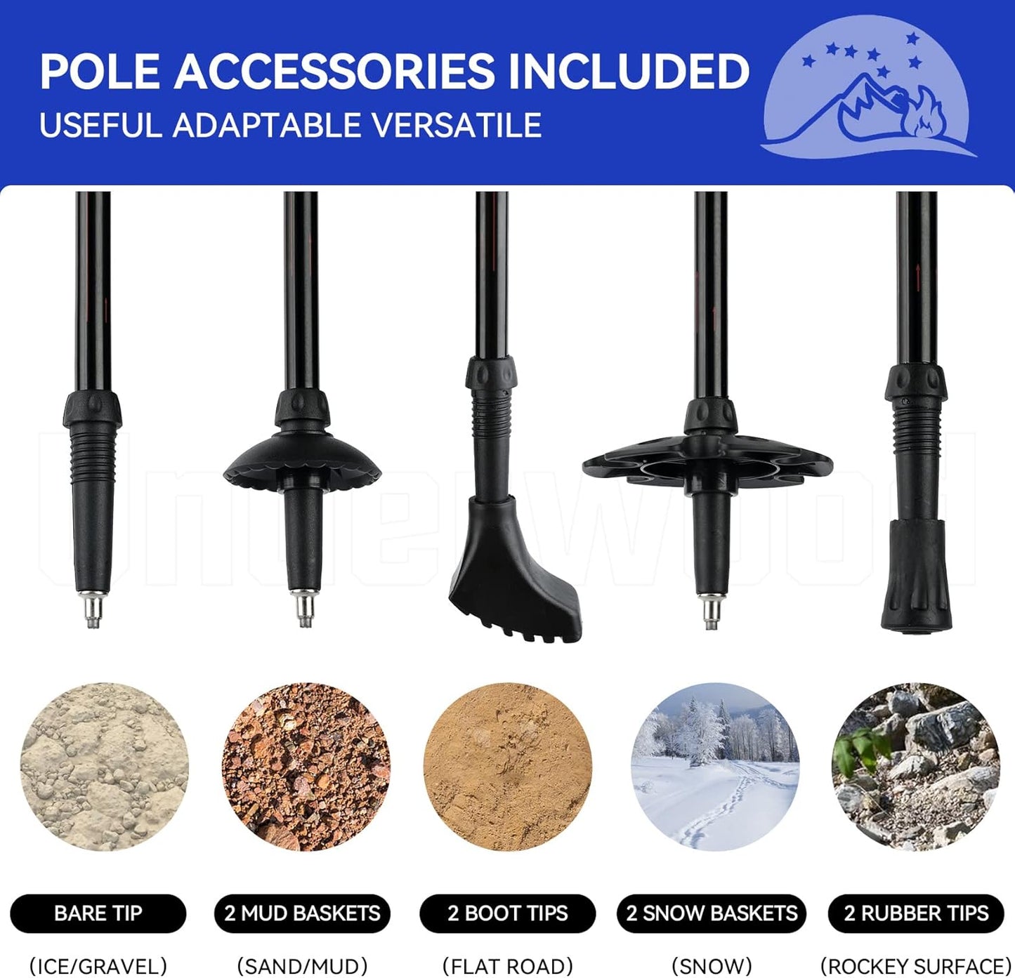 Trekking Poles Collapsible Hiking Poles - 2 Pack Adjustable Aluminum Hiking Sticks, Lightweight Walking Sticks for Women, Men, Seniors, Kids, Walking Poles for Backpacking by Underwood Aggregator