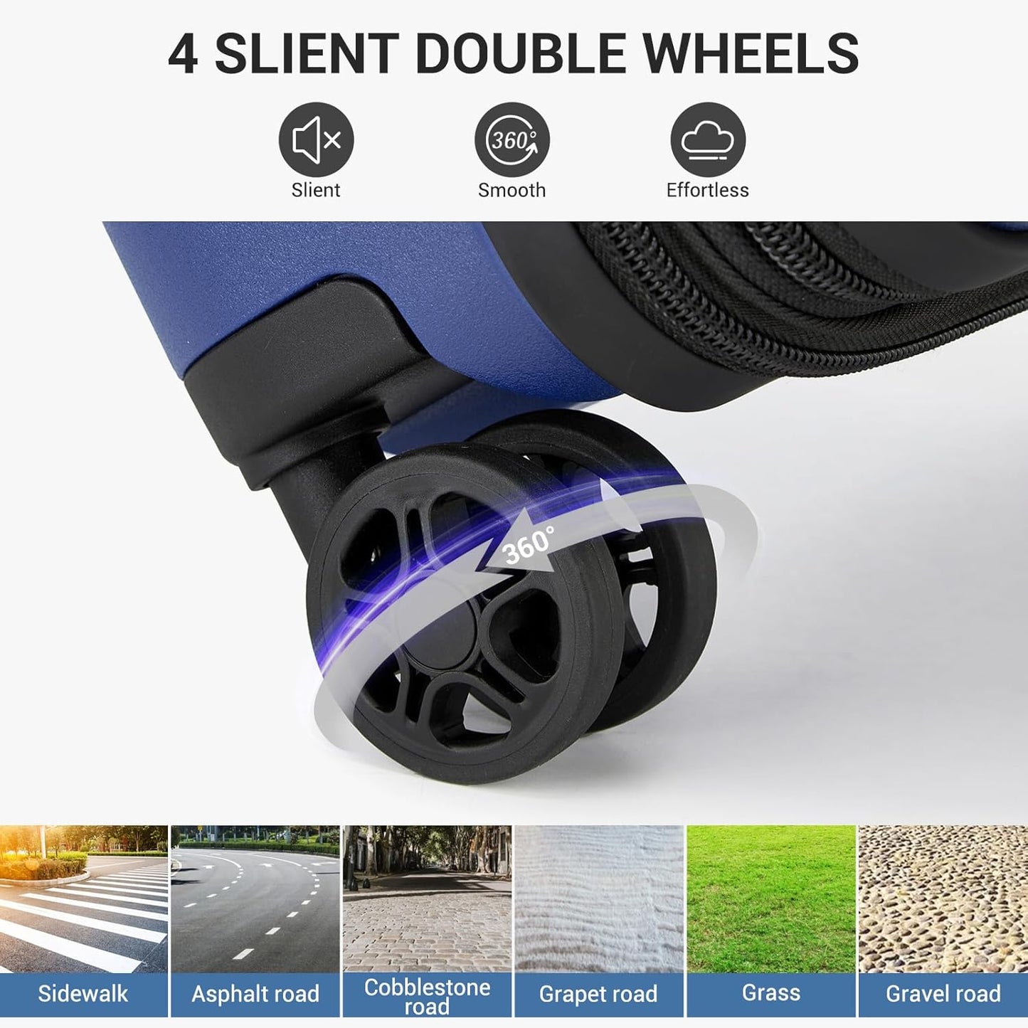 Kono 20 Inch Expandable Carry On Luggage with Spinner Wheels, Durable Hardside Luggage with Hidden Cup Holder, Lightweight Hard Shell Carry On Suitcase Airline Approved with TSA Lock(Navy Blue)