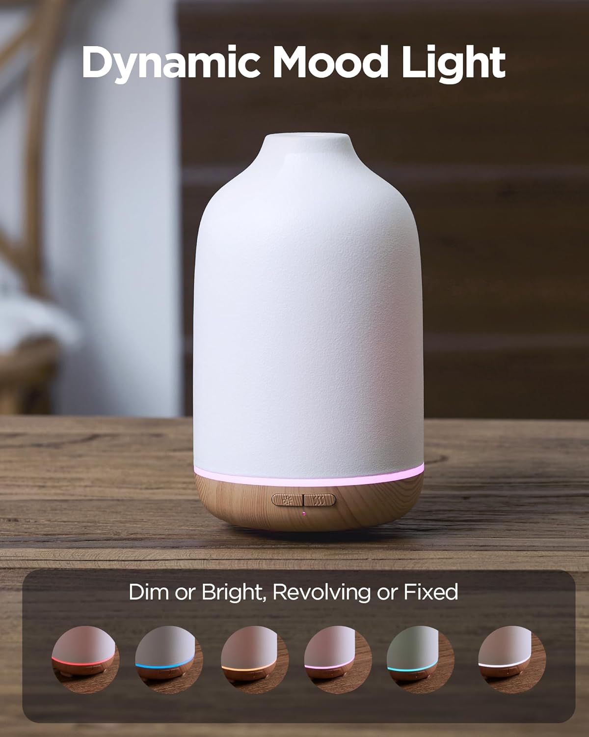 InnoGear 150ml Ceramic Essential Oil Diffuser, Handcrafted Stone Aromatherapy Scent Diffuser Ultrasonic Aroma Diffusers Humidifier Vaporizer with 2 Mist Modes Waterless Auto Off for Home Room Office