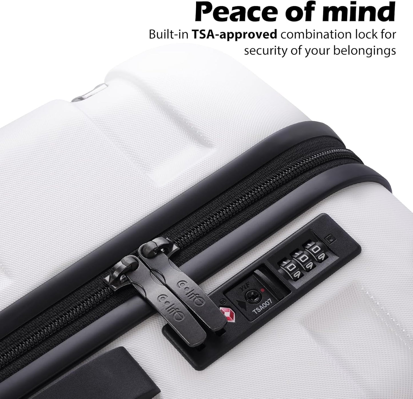 Coolife Luggage PC+ABS Hardshell Suitcase with TSA Lock, Spinner Checked Lightweight (White, 24in)