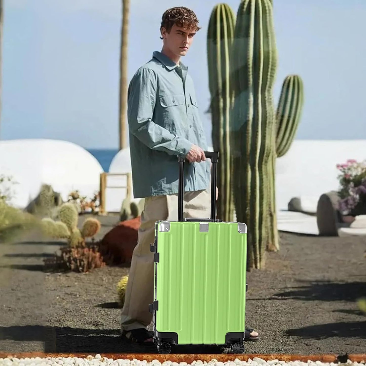 Krute Luggage 24 Inch Aluminum Frame Zipperless Suitcase with Spinner Wheels Checked Luggage PC+ABS Lightweight Hardshell