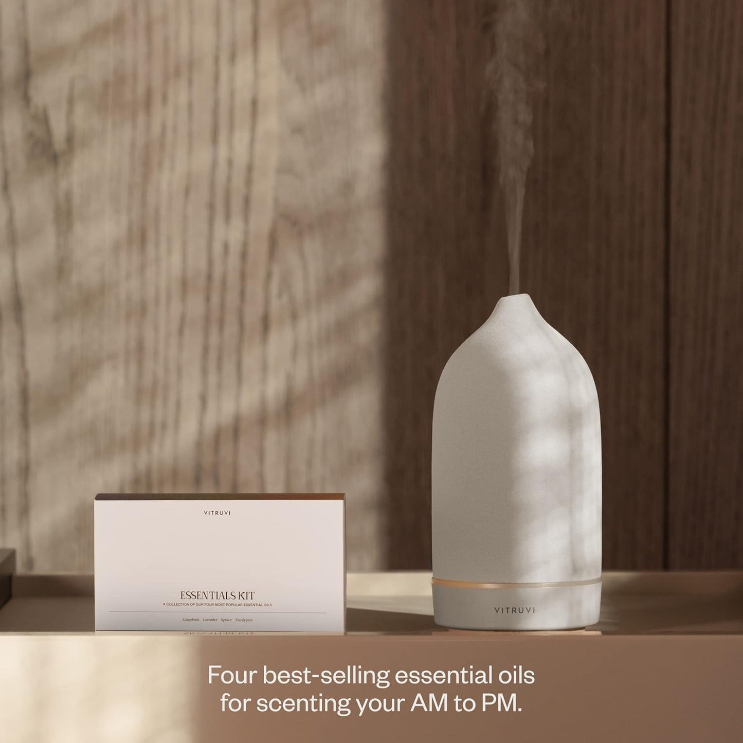 Vitruvi Essentials Kit, Essential Oil Starter Kit, 100% Pure Lavender, Eucalyptus, Grapefruit, Spruce, Essential Oil Set | Essential Oils for Diffusers Aromatherapy 4X 10ml (0.3 fl.oz), 4 Count