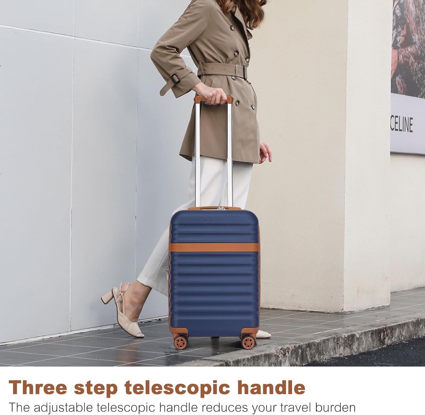 Kono Airline Approved Carry On Luggage 22x14x9 inches, with TSA Lock, 20 Inch Expandable Lightweight Hardshell Suitcase (Navy, Suitable for 1-3 Days of Travel)