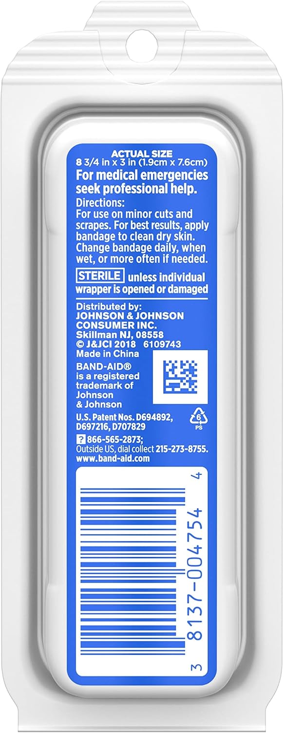 Band-Aid Brand Flexible Fabric Adhesive Bandages for Wound Care and First Aid, All One Size, 8 ct