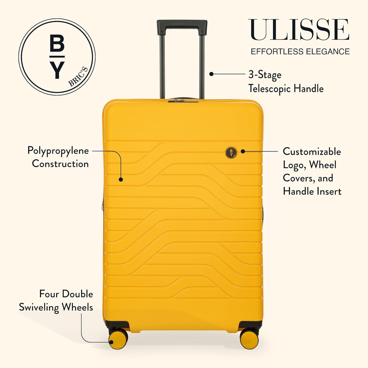 Bric's B|Y Ulisse Spinner Suitcase, Expandable Hard Shell Luggage with TSA Lock and Smooth 360° Wheels 30" – Mango
