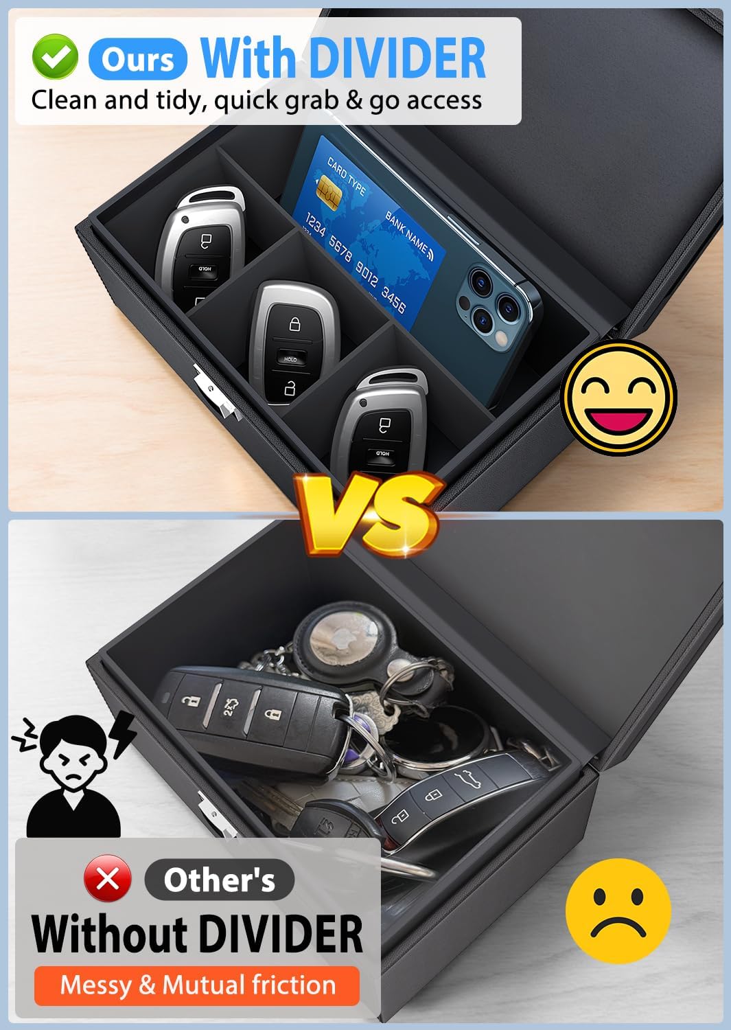 Faraday Box for Car Keys, Key Fob Signal Blocker RFID Box for Car Keys, Faraday Key Fob Protector Signal Blocking Box