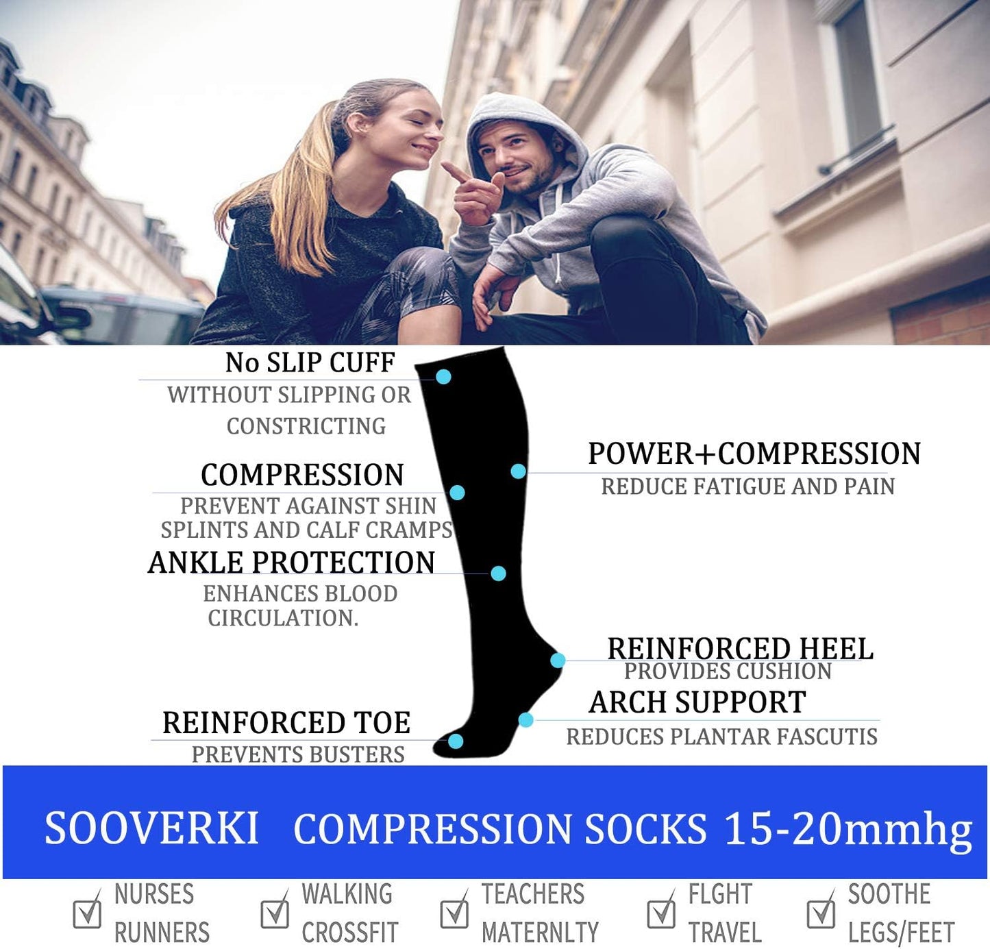 Compression Socks for Women and Men Circulation (3 Pairs) is Best Support for Running Athletic Cycling Hiking