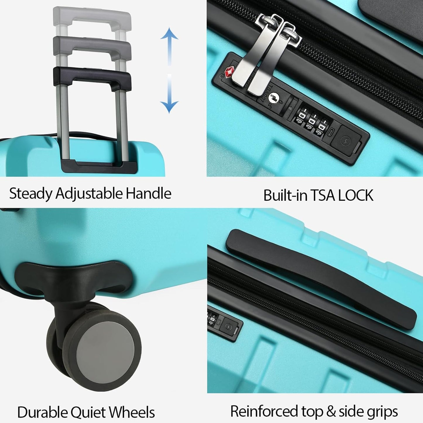 KROSER Hardside Expandable Carry On Luggage with Spinner Wheels & Built-in TSA Lock, Durable Suitcase Rolling Luggage with USB Port, Carry-On 20-Inch, Lake Blue
