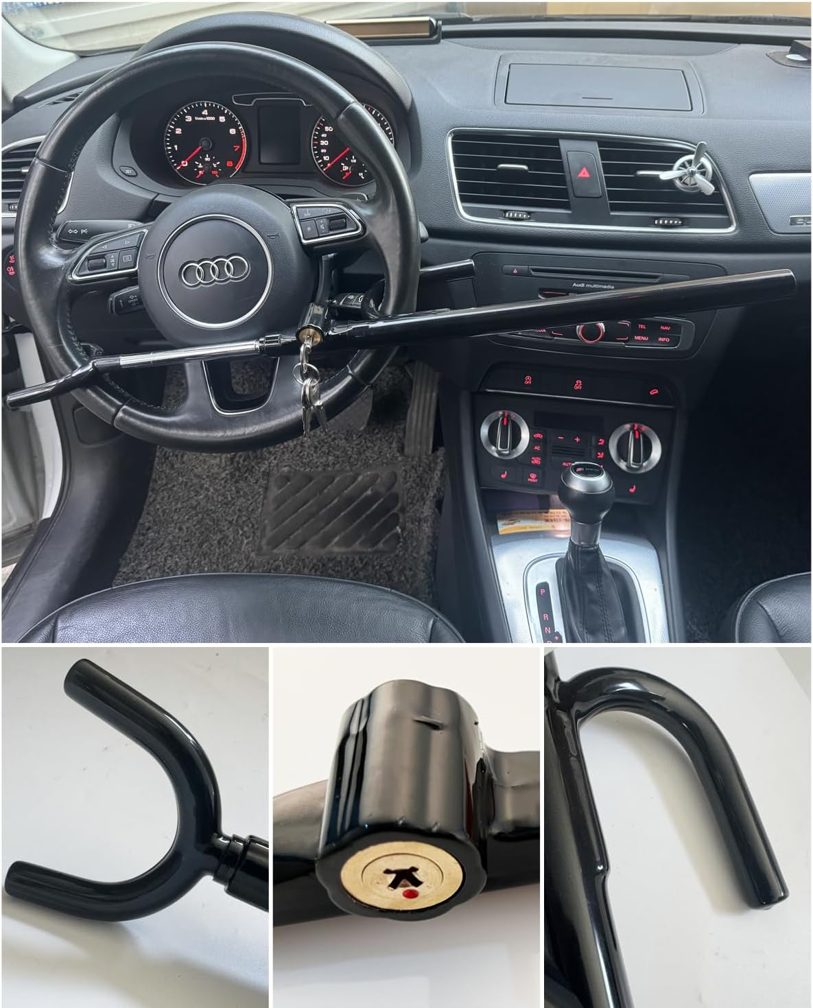 Steering Wheel Lock Anti-Theft car Device Car Wheel Locks Heavy Duty Vehicle Security Steering Wheel Lock for Truck Car Vehicles Van Lorry SUV with 4 Keys, Elongated Length MAX 30.5“ Black