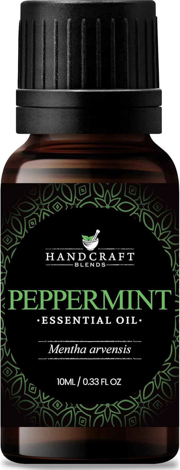 Handcraft Blends Peppermint Essential Oil – 0.33 Fl Oz – 100% Pure and Natural – Premium Grade Essential Oil for Diffuser and Aromatherapy, Skin, Massage, Candle and Soap Making Fragrance