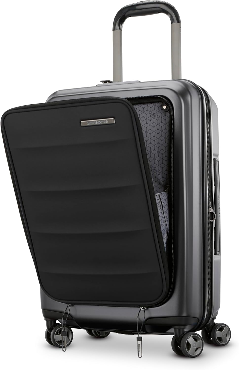 Samsonite Octiv Pro 3-Piece Hardside Lightweight (21/24/28) Front Pocket Carry-On Pro, Medium & Large-Checked Luggage Set, Expandable, Four Spinner Wheels, Adjustable Handle, TSA Lock – Black