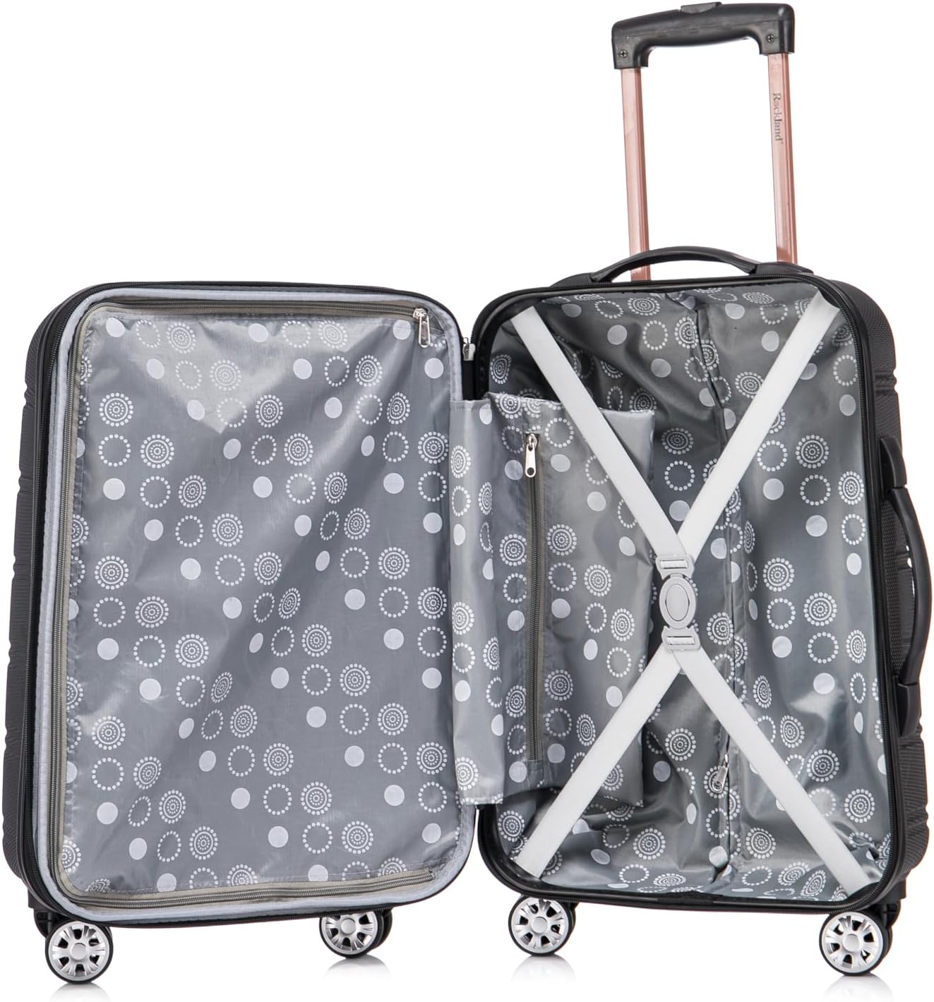 Rockland Melbourne Hardside Expandable Spinner Wheel Luggage Set, Black, Carry-On 20-Inch and Tote 14-Inch