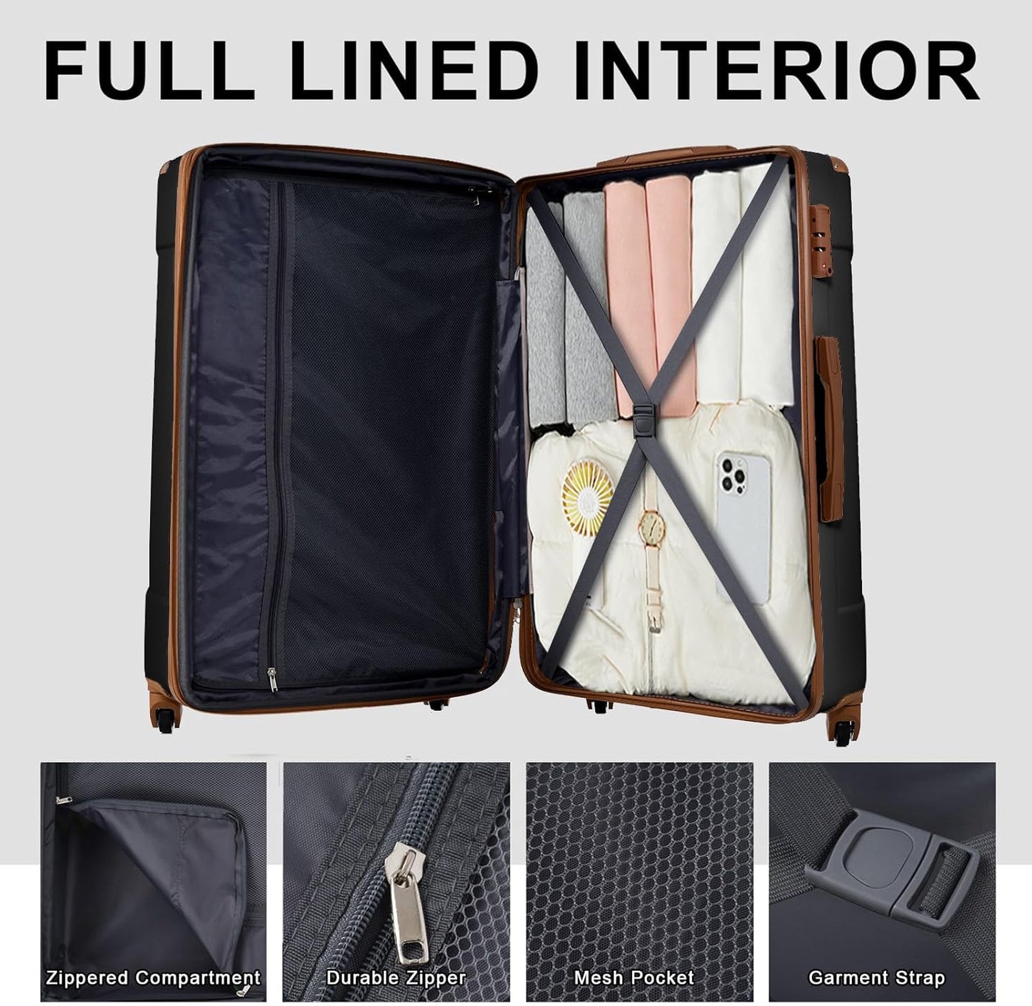 Merax Luggage Expandable Lightweight Spinner Suitcase with Corner Guards, 3-Piece Set (20/24/28 Blue)