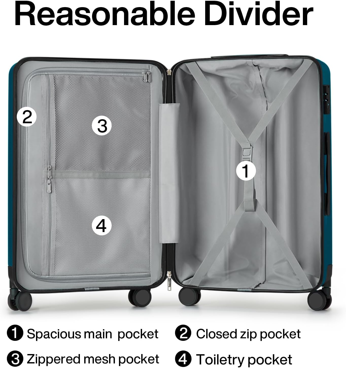 Hanke 20 Inch Carry On Luggage 22x14x9 Airline Approved Lightweight PC Hard Shell Suitcases with Wheels Travel Luggage Rolling Suitcase Travel Luggage Bag Christmas Gifts for Birthday(Caribbean Blue)