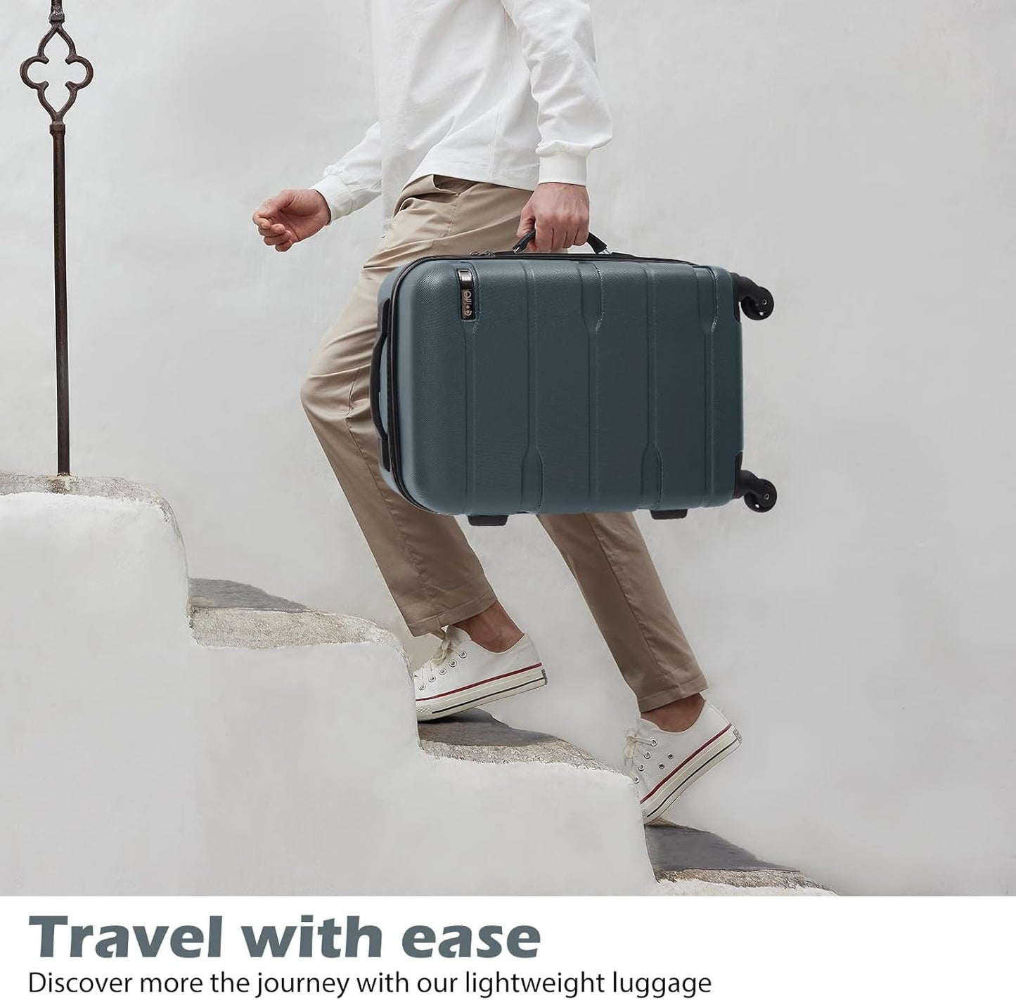 Coolife Luggage PC+ABS Hardshell Suitcase with TSA Lock, Spinner Carry On Lightweight (Teal, 20in)