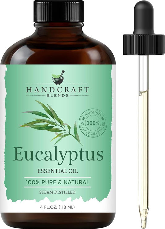 Handcraft Blends Eucalyptus Essential Oil – Huge 4 Fl Oz – 100% Pure and Natural – Premium Grade Essential Oil for Diffuser and Aromatherapy, Skin, Massage, Candle and Soap Making Fragrance