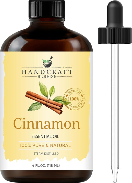 Handcraft Blends Cinnamon Essential Oil – Huge 4 Fl Oz – 100% Pure and Natural – Premium Grade Essential Oil for Diffuser and Aromatherapy, Skin, Massage, Candle and Soap Making Fragrance