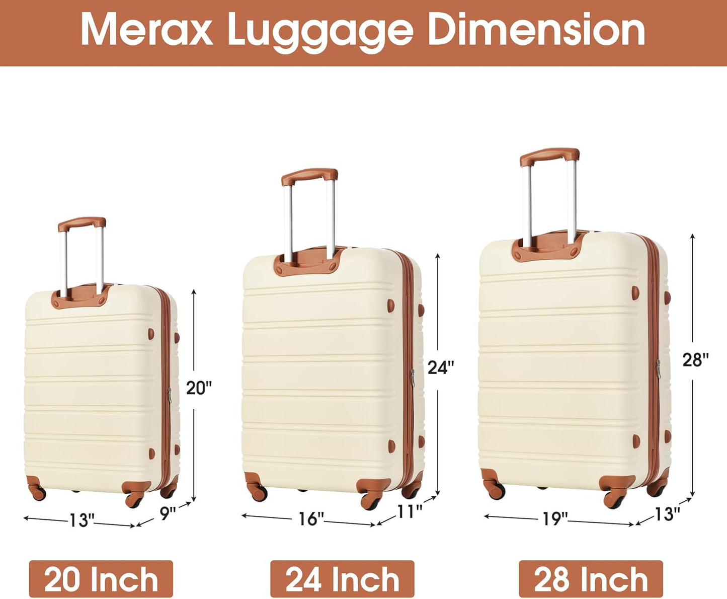 Merax Luggage Sets 3 Piece Carry on Luggage Airline Approved,Hard Case Luggage Expandable Checked Luggage Suitcase Set with Wheels