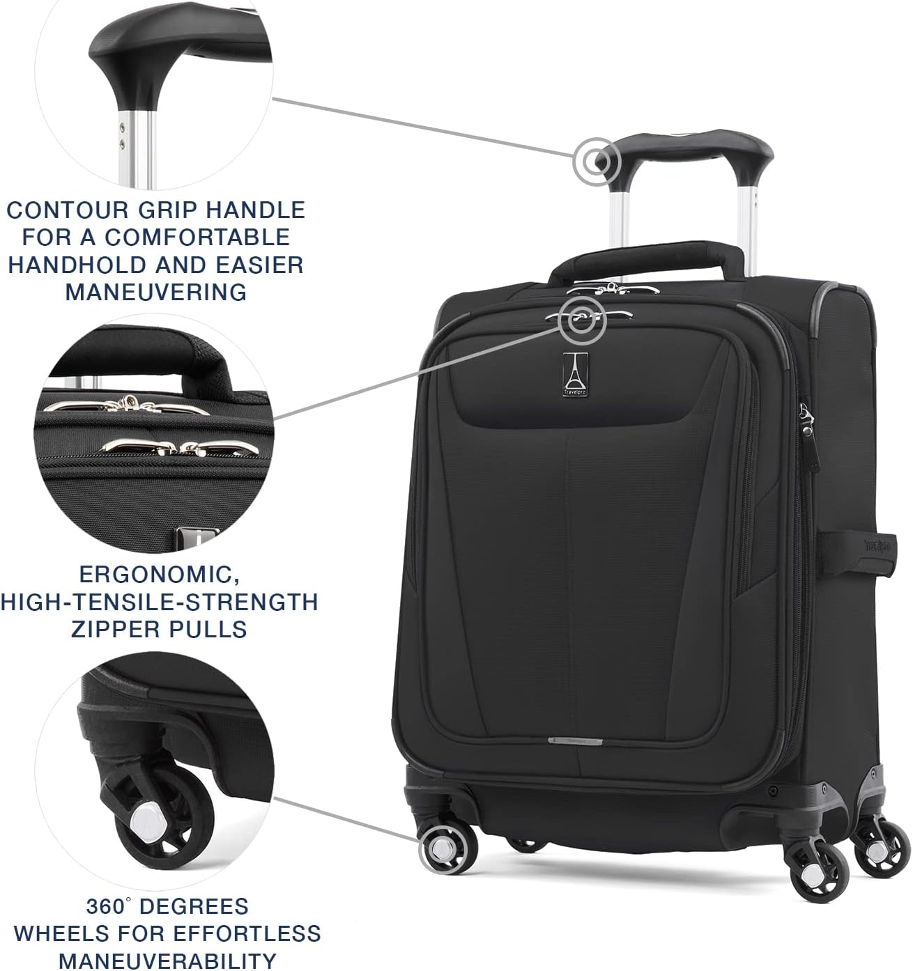 Travelpro Maxlite 5 Softside Expandable Luggage with 4 Spinner Wheels, Lightweight Suitcase, Men and Women, International, Black, Carry-on 19-Inch