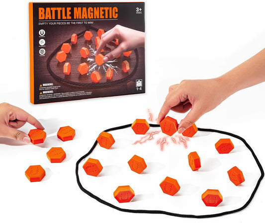 20-Piece Magnetic Chess Game with Textured Stones & Rope | Strategic Standing Play for Kids & Adults | Family, Party, Travel & Camping Puzzle Strategy Game