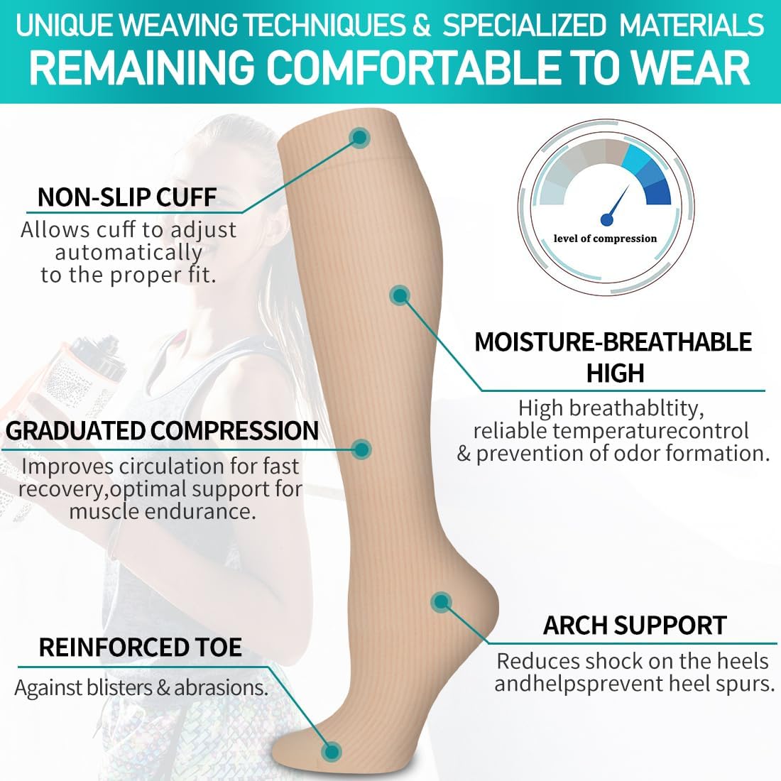 Copper Compression Socks for Women and Men(6 Pairs)-Best Support for Running, Athletic, Nursing, Travel
