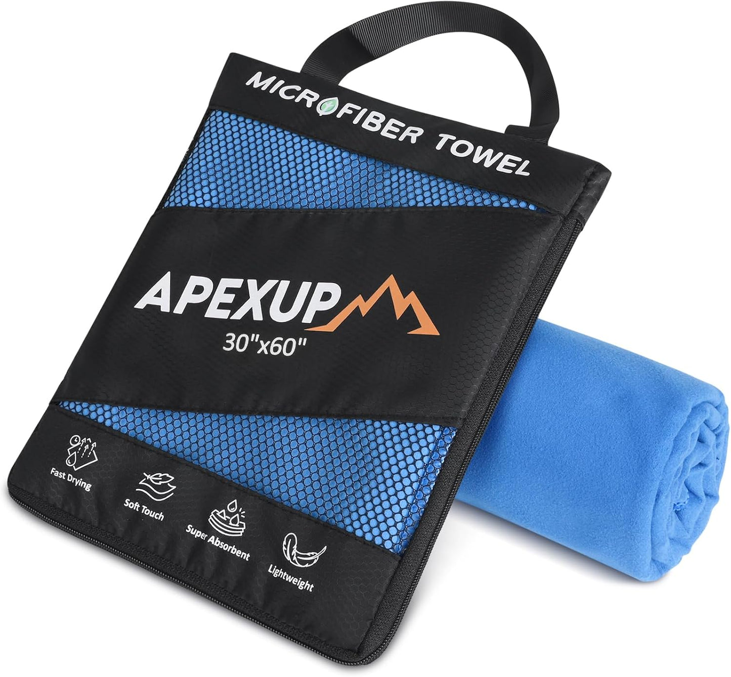APEXUP Microfiber Travel Towel, Ultra Absorbent Quick Dry Towels, Lightweight Gym Sports Camping Towel for Workout, Yoga, Beach, Shower, Swimming (60"×30", Blue)