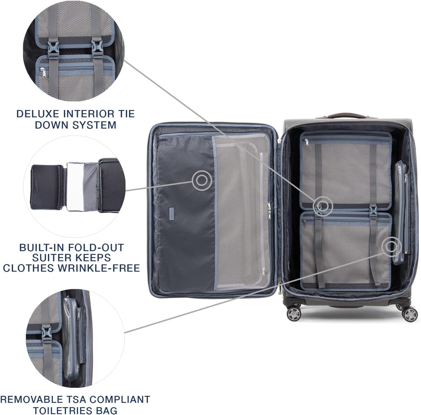 Travelpro Platinum Elite Softside Expandable Checked Luggage, 8 Wheel Spinner Large Suitcase, TSA Lock, Men and Women, Vintage Grey, Checked Large 29-Inch