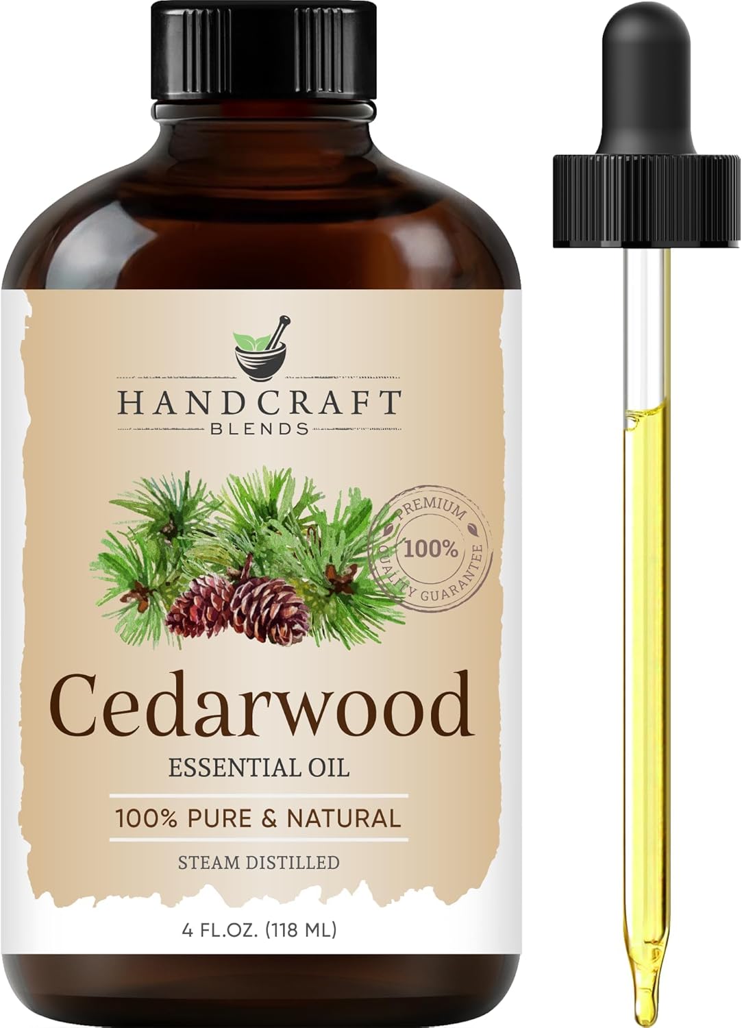 Handcraft Blends Cedarwood Essential Oil – Huge 4 Fl Oz – 100% Pure and Natural – Premium Grade Essential Oil for Diffuser and Aromatherapy, Skin, Massage, Candle and Soap Making Fragrance