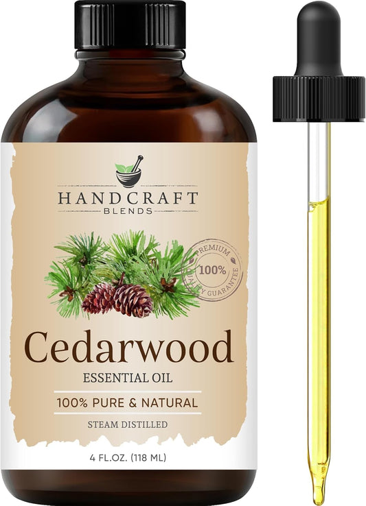 Handcraft Blends Cedarwood Essential Oil – Huge 4 Fl Oz – 100% Pure and Natural – Premium Grade Essential Oil for Diffuser and Aromatherapy, Skin, Massage, Candle and Soap Making Fragrance