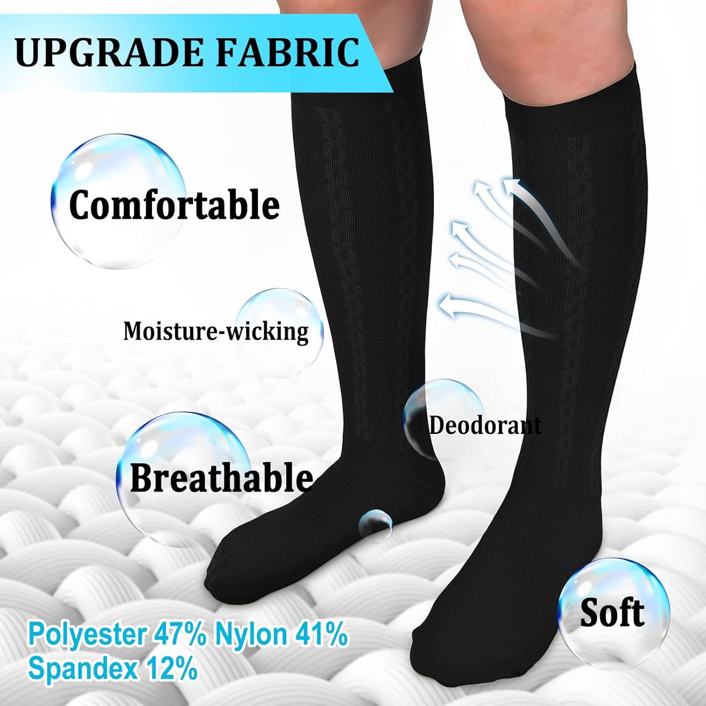 30-40mmHg Medical Graduated Compression Socks for Women&Men Circulation-Compression Stockings-Knee High Socks for Support,Hiking,Running