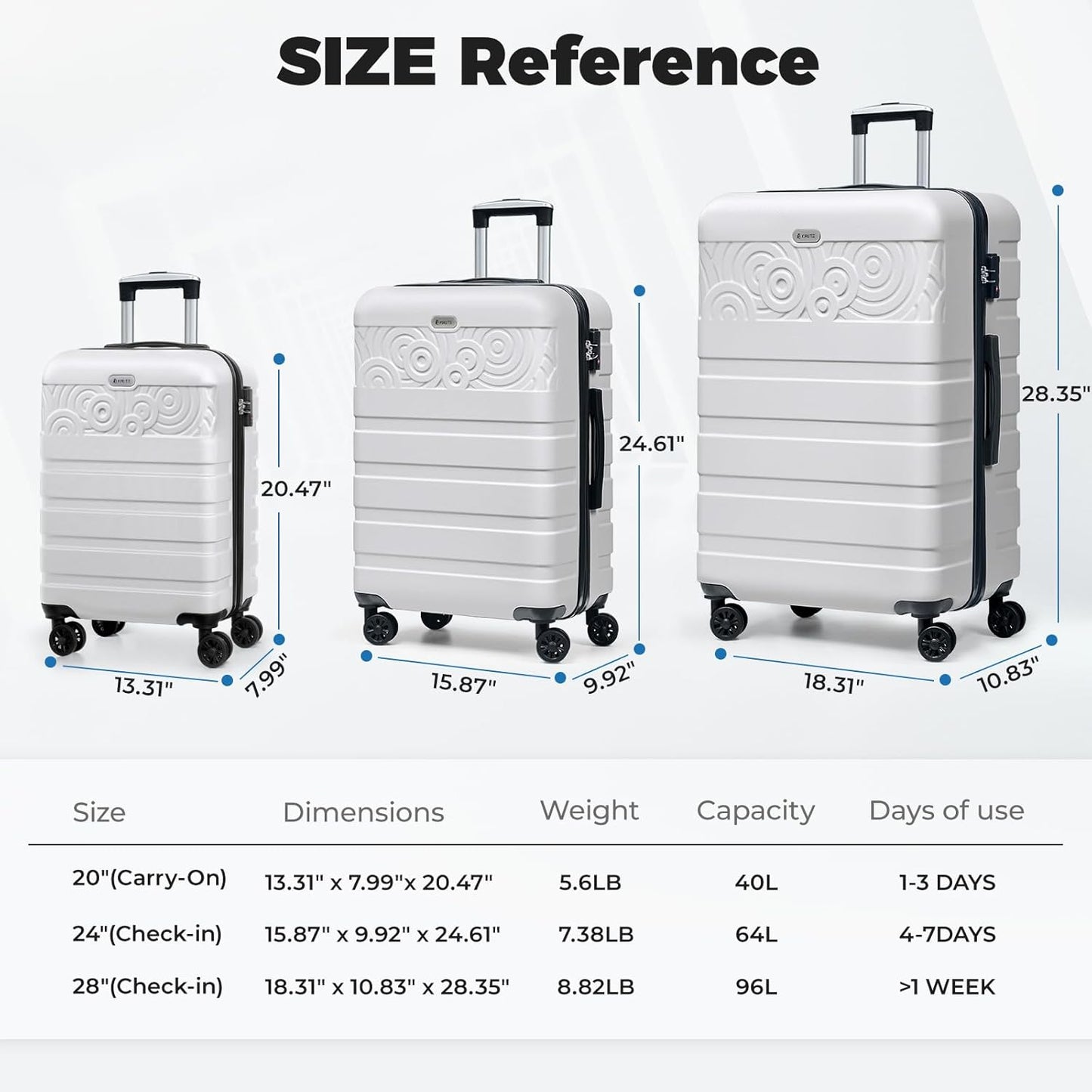 Krute Luggage 28 Inch Suitcase With Spinner Wheels Large Suitcases Lightweight Hard Shell PC ABS TSA Lock Checked Luggages