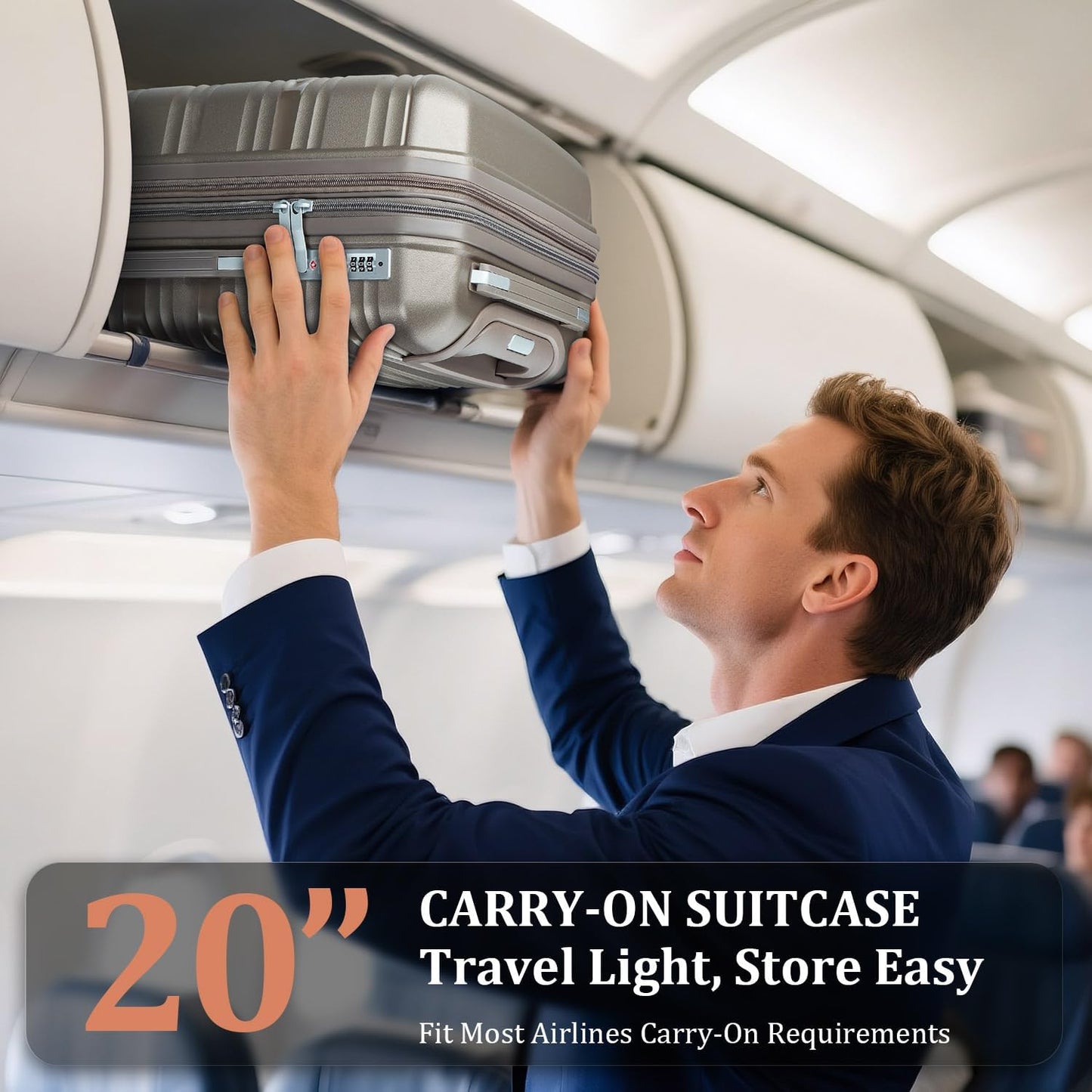 Luggage Set 4 Piece with Spinner Wheel, TSA Approved Expandable Hardshell Suitcase, Lightweight Travel Family Set for Men and Women(Champagne)