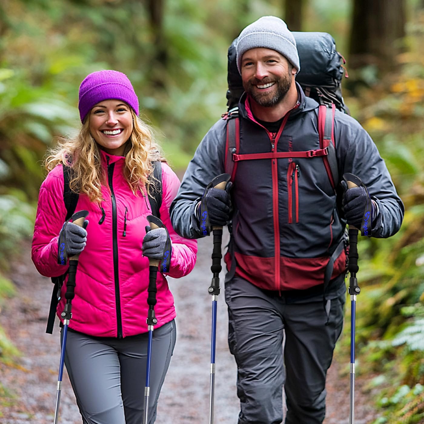 Walking Sticks for Men & Women - 14.5" Foldable Hiking Poles for Backpacking, Exercising and Traveling, Set of 2 Aluminum Nordic Collapsible Trekking Poles