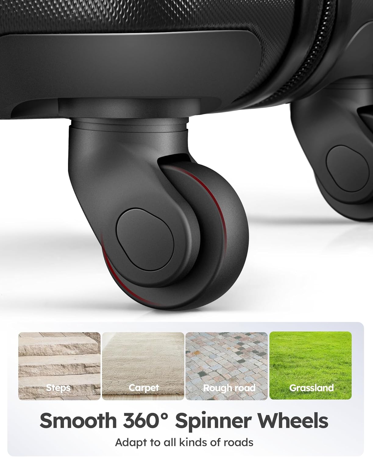 Suitour Luggage Sets 3 piece, Hardside Lightweight Suitcase sets with Spinner Wheels,TSA Lock,20/24/28 inches Travel Luggage Black