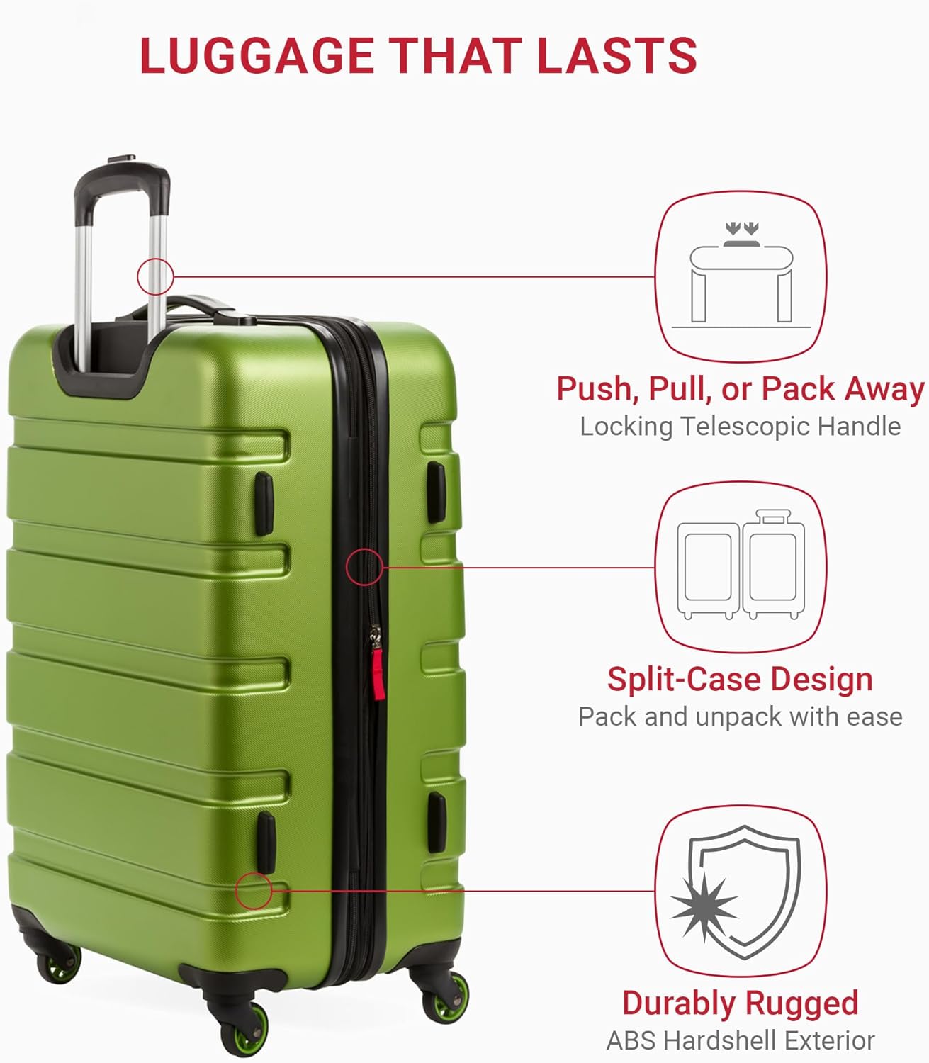 SwissGear 7366 Signature Hardside Expandable Luggage with Spinner Wheels, TSA Lock, Green, Checked-Medium 23-Inch