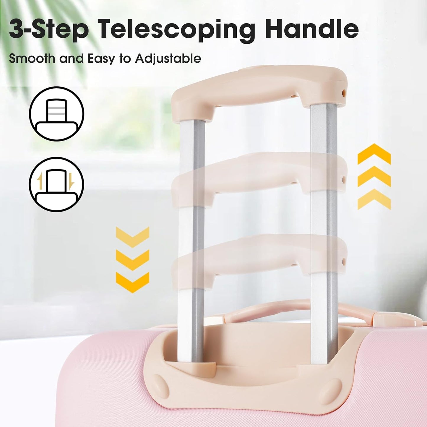 Merax Luggage Sets of 3 Piece Carry on Suitcase Airline Approved,Hard Case Expandable Spinner Wheels(White Pink)