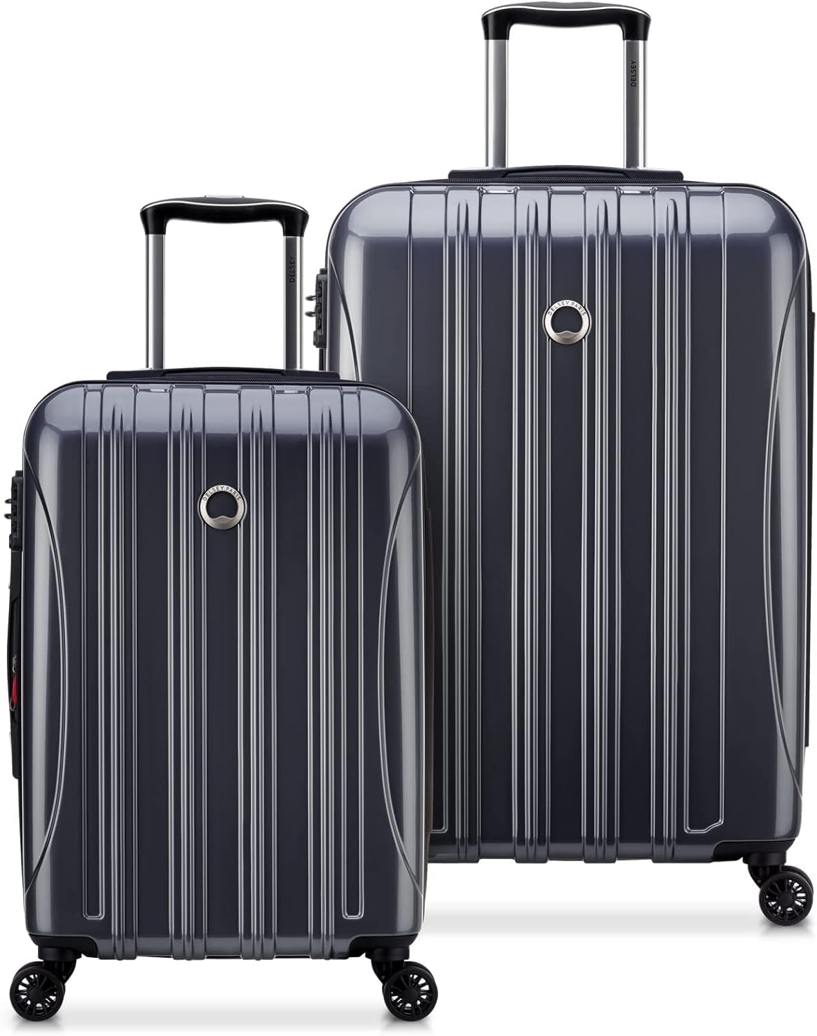 Delsey Luggage Aero 2 Piece Set (21" & 25") Spinner Suitcase (Titanium)