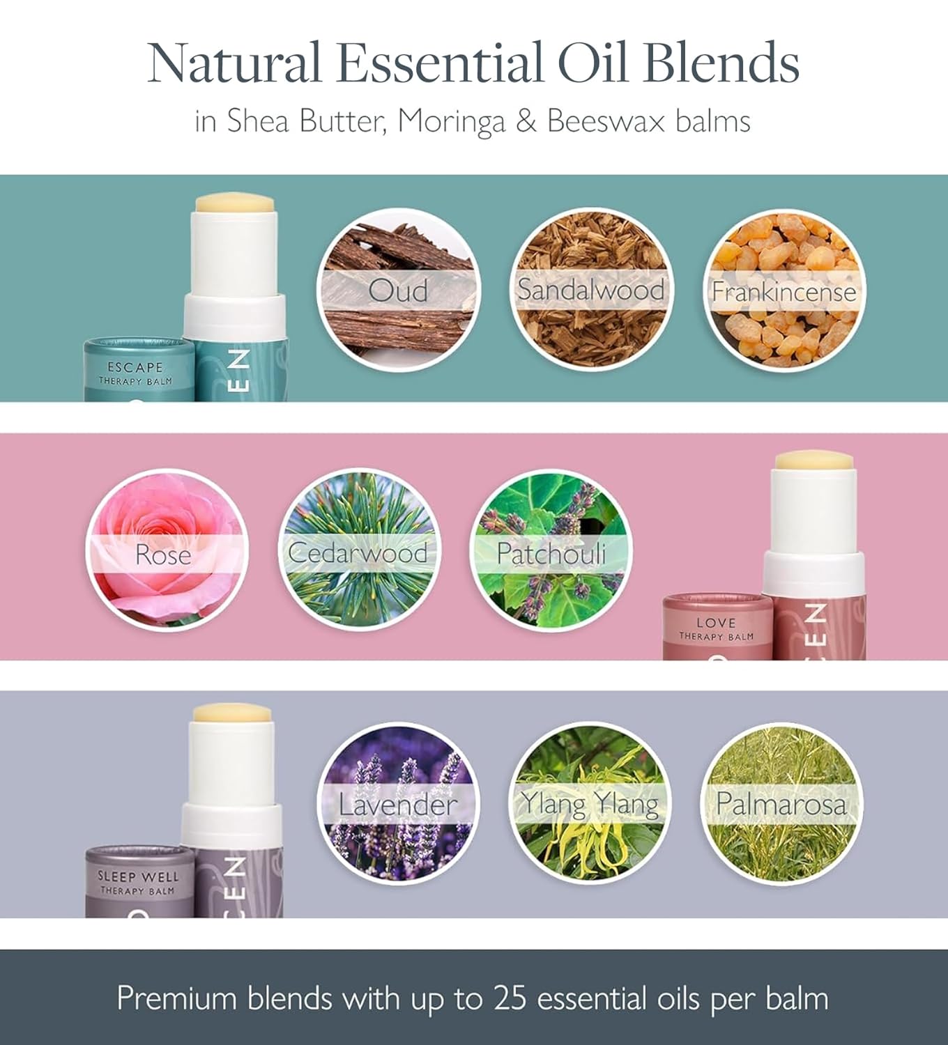 Scentered Aromatherapy Balm Gift Set - Be Kind to Yourself - Pack of 3 Balms: Sleep Well, Escape, Love - Lavender, Cedarwood, Ylang Ylang Essential Oils - Relaxing Gifts for Women