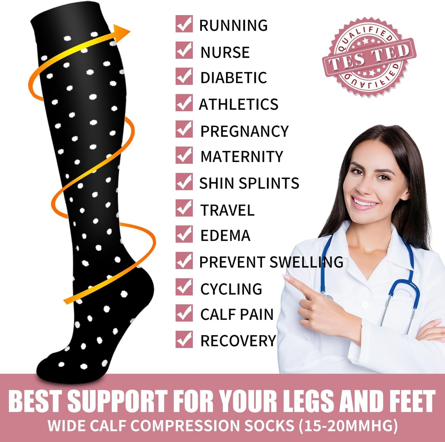 Bluemaple Compression Socks for Women & Men Circulation (6 Pairs) 15-20 mmHg is Best Support for Athletic Running Cycling