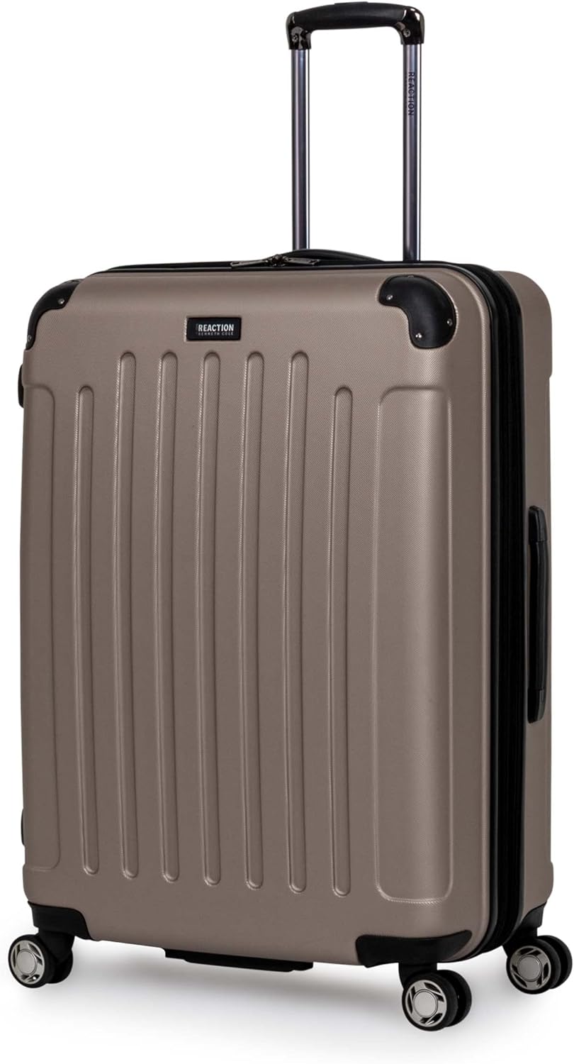 Kenneth Cole REACTION Renegade Luggage Expandable 8-Wheel Spinner Lightweight Hardside Suitcase, Champagne, 28-Inch Checked