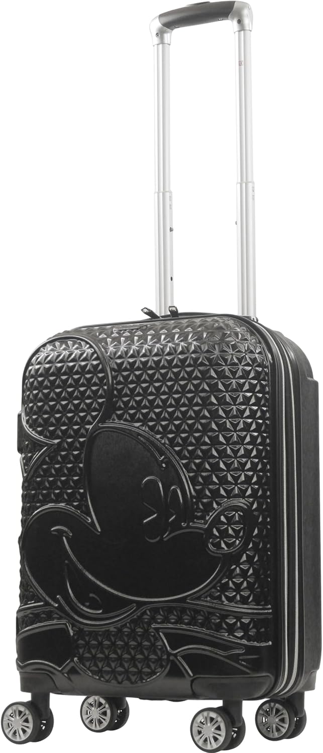 FUL Disney Mickey Mouse 22 Inch Carry On Luggage, Hardshell Rolling Suitcase with Spinner Wheels, Black