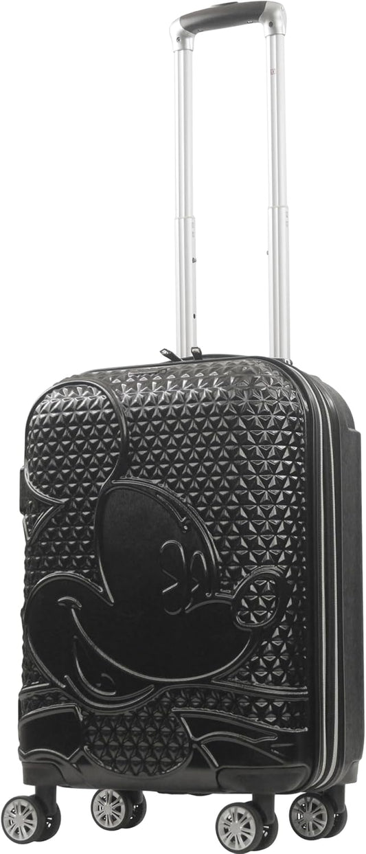 FUL Disney Mickey Mouse 22 Inch Carry On Luggage, Hardshell Rolling Suitcase with Spinner Wheels, Black