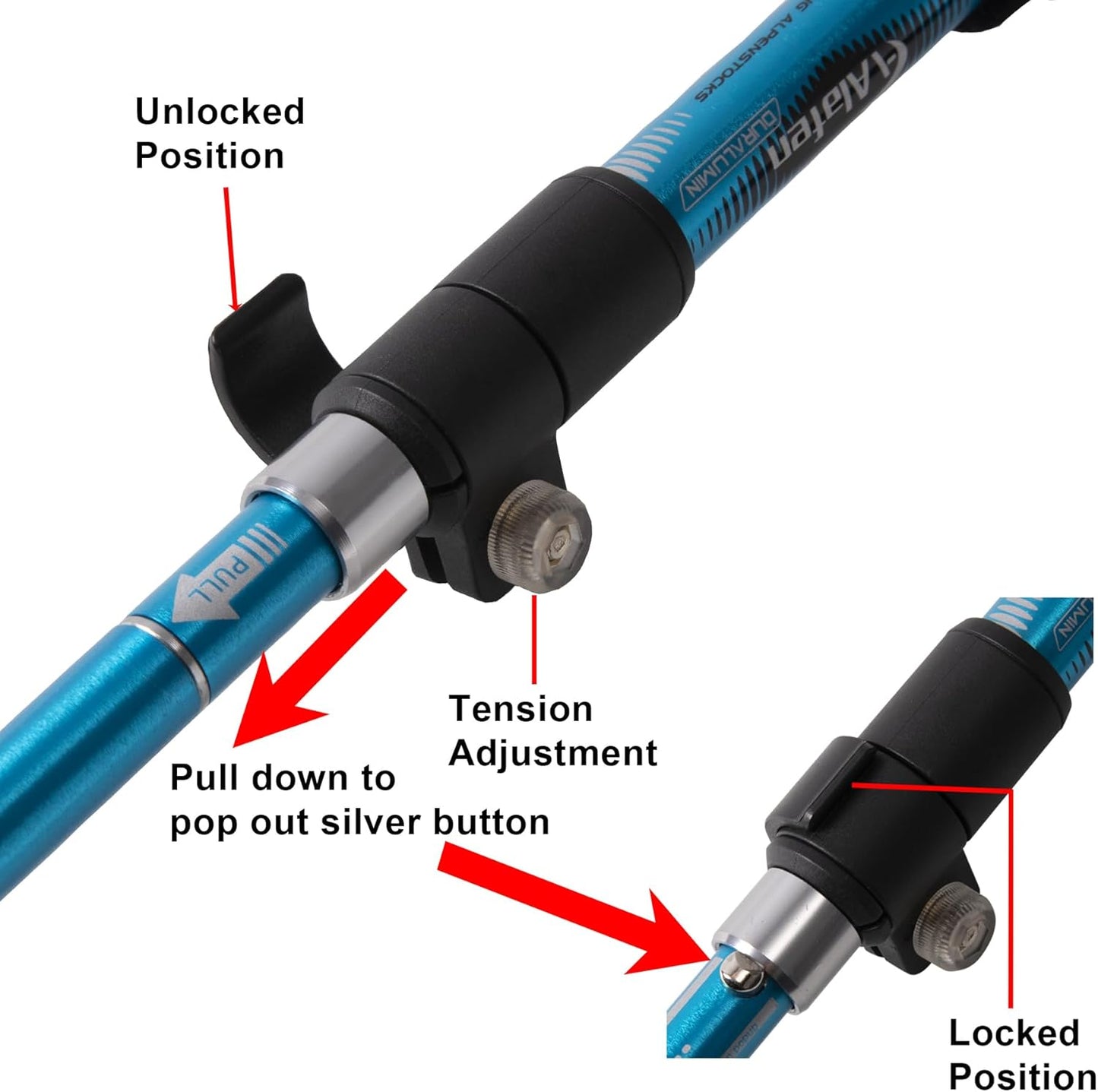 Lightweight Collapsible Trekking Pole - 7075 Aluminum Adjustable Walking Stick for Hiking & Travel, Foldable Quick-Lock Design, Single Pole for Adults & Seniors