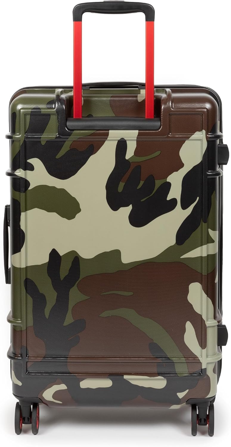 EASTPAK Resist'R Zip L – 90L Hardshell Suitcase with Dual Compartments, TSA Lock, Silent 360° Spinner Wheels & Water-Resistant Design, Camo