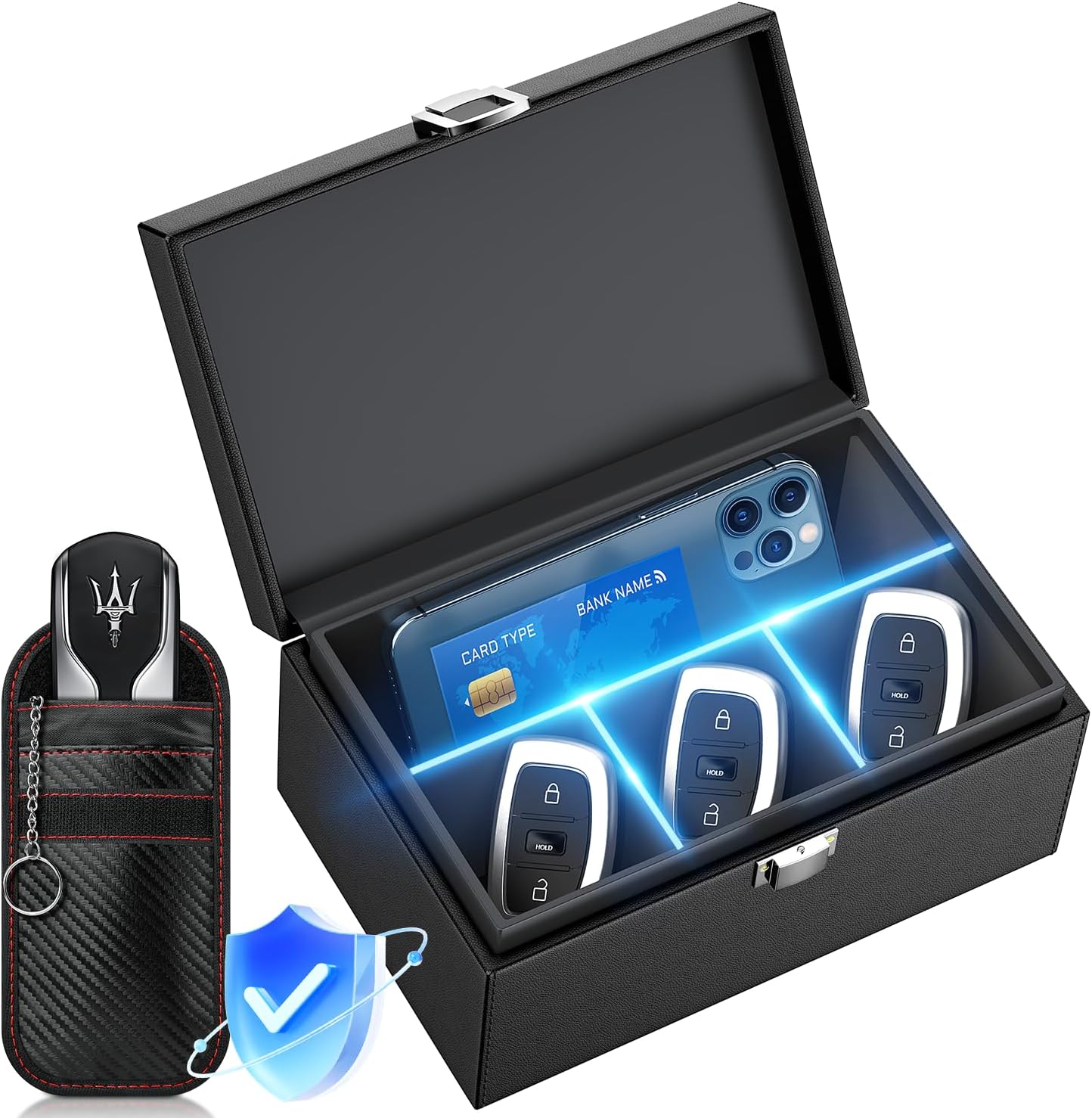 Faraday Box for car Keys,Faraday Cage for Singnal Blocking (Extra Large(6-12keys))