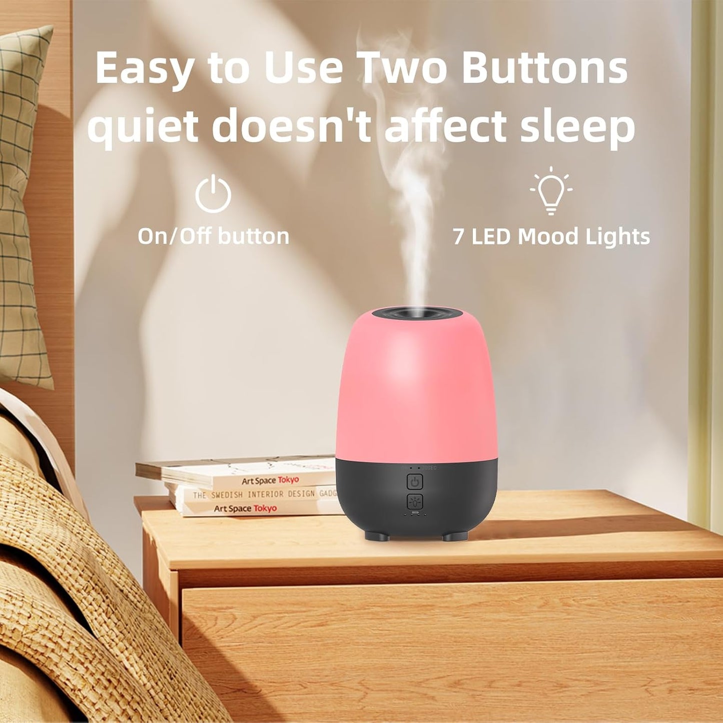 150ML Rechargeable Battery Powered Essential Oil Diffuser, 7-Hour Run time, 7-Color LED Lights, Cordless Portable Aromatherapy Diffuser for Home, Office, Travel (Black)