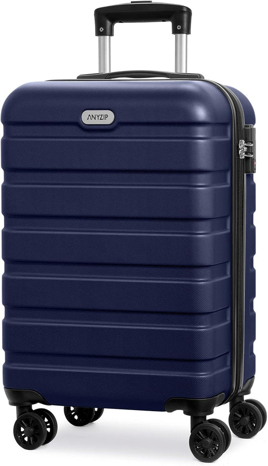 AnyZip Luggage PC ABS Hardside Lightweight Suitcase with 4 Universal Wheels TSA Lock Carry-On 20 Inch Dark Blue
