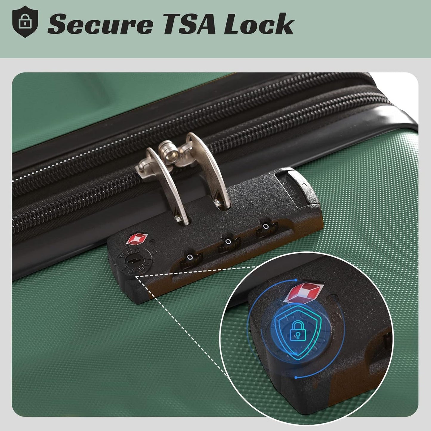 Merax 24 Inch Expandable Checked Luggage, Hardshell ABS Medium Suitcase with Spinner Wheels, TSA Lock, Lightweight Durable Travel Suitcase for Men Women(Green)