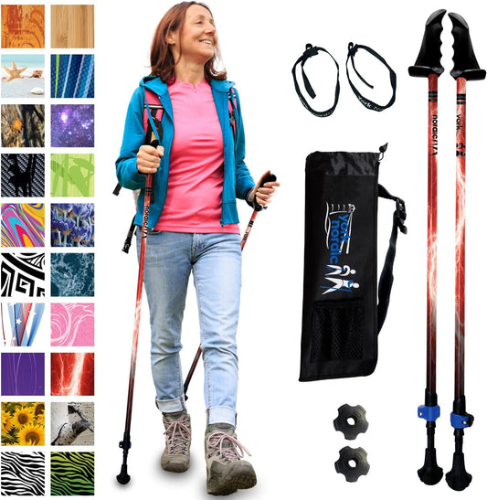 York Nordic Motivator Walking Poles for Balance and Rehab - Patented Stability Grips - Lightweight, Adjustable, and Collapsible - 2 Pieces Adjustable w/flip Locks - Heights 4'6" up to 6'2" - 230 lbs